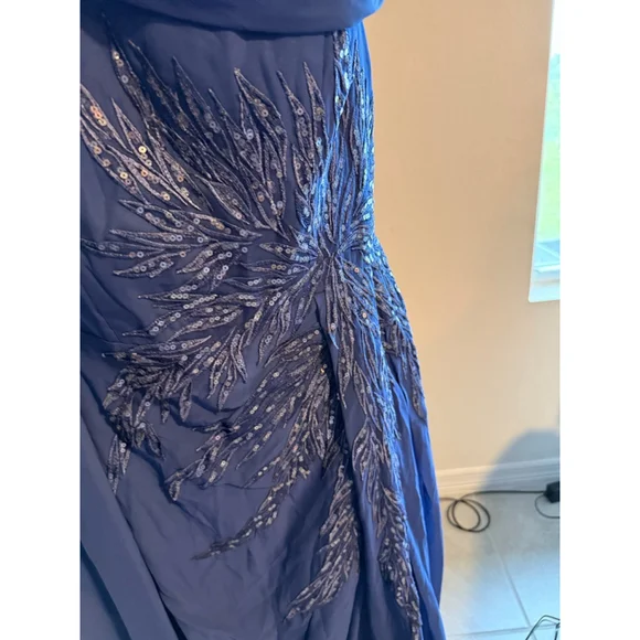 Women's JJ's House Navy Blue Silver Sequin Prom Dress US 14